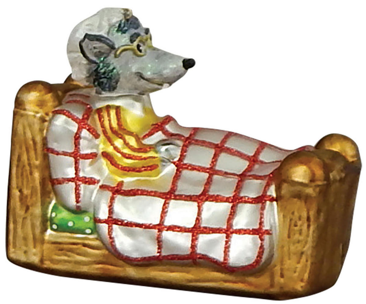 CHRISTBAUMSCHMUCK Wolf im Bett der Großmutter Mehrfarbig 10cm (Glas / 1 Stk.) - Multicolor, Glas (6/10/10cm) - Krebs Glas Lauscha