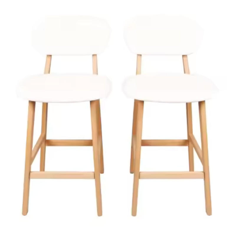BARHOCKER 2er-Set Weiß mit Rückenlehne und Massivholzbeinen - Weiß, Holz (43/91.5/37.5cm) - PANGIVO