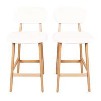 BARHOCKER 2er-Set Weiß mit Rückenlehne und Massivholzbeinen - Weiß, Holz (43/91.5/37.5cm) - PANGIVO