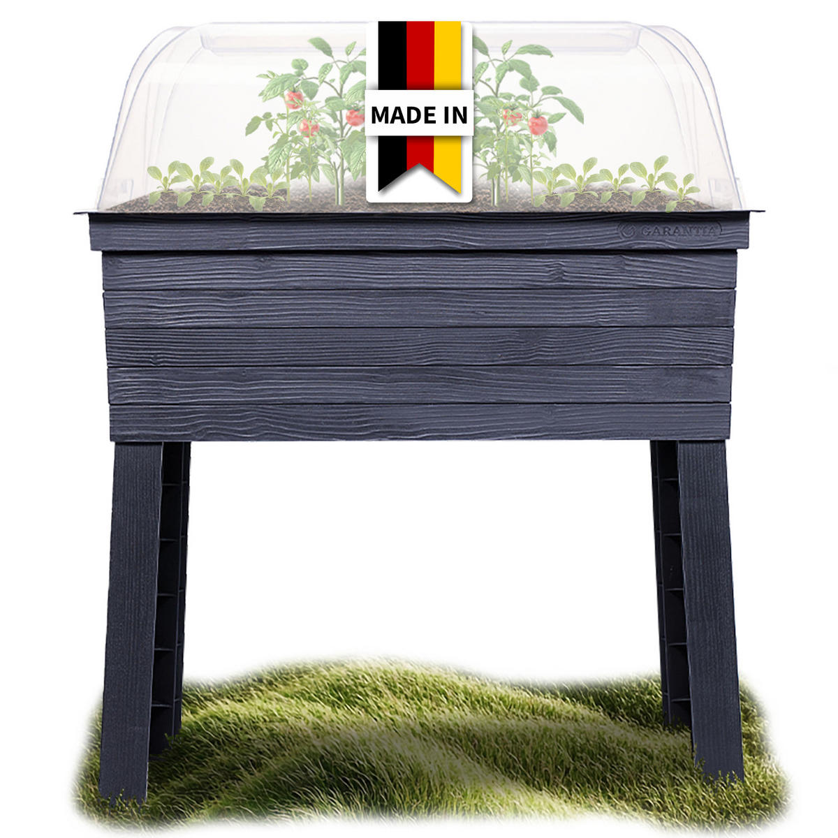 BALKON-HOCHBEET Set inkl. Anzuchthaube - Braun, Kunststoff (37/87/75cm) - GARANTIA
