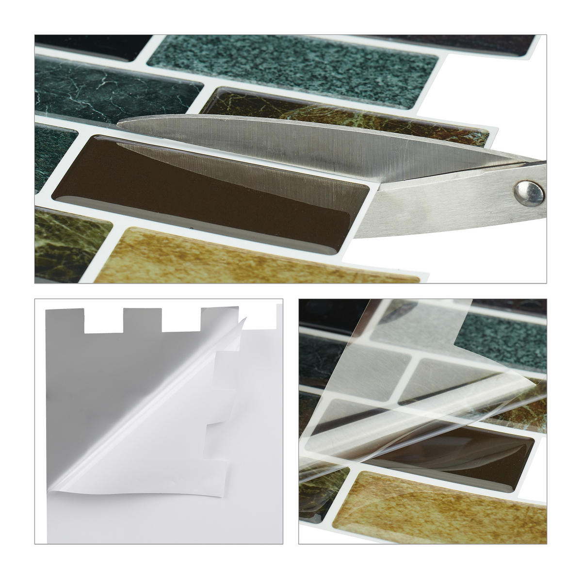 10xFLIESENAUFKLEBER - Multicolor, Papier/Kunststoff (31/31/0.1cm) - Relaxdays