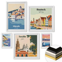 WANDBILDER 5er-Set - 50x50 cm & 20x30 cm & 40x60 cm Weißer Rahmen - Berglandschaften und Städte - Weiß, Kunststoff (40/60cm) - ArtPrintCave
