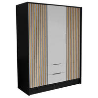 DREHTÜRENSCHRANK PELOR 150,5/200/51 cm Modern Kleiderschrank 3-türig Schwarz - Schwarz/Weiß, Holzwerkstoff (150.5/200/51cm) - MASSENO