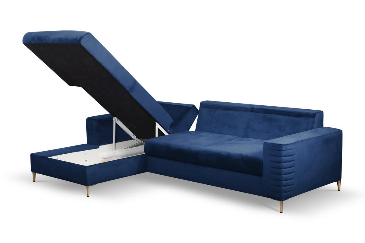 ECKSOFA NITRO L Blau (Velluto 25) - Blau, Holzwerkstoff (253/165cm) - Möblo