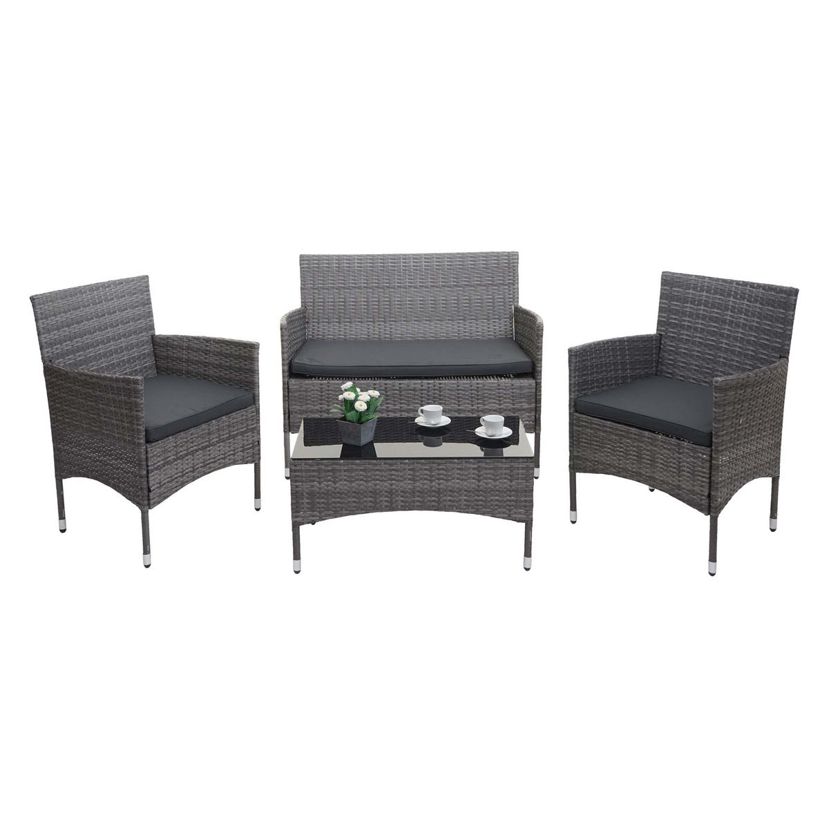 GARTEN-SET Grau Kissen Dunkelgrau - Grau, Metall - PROREGAL