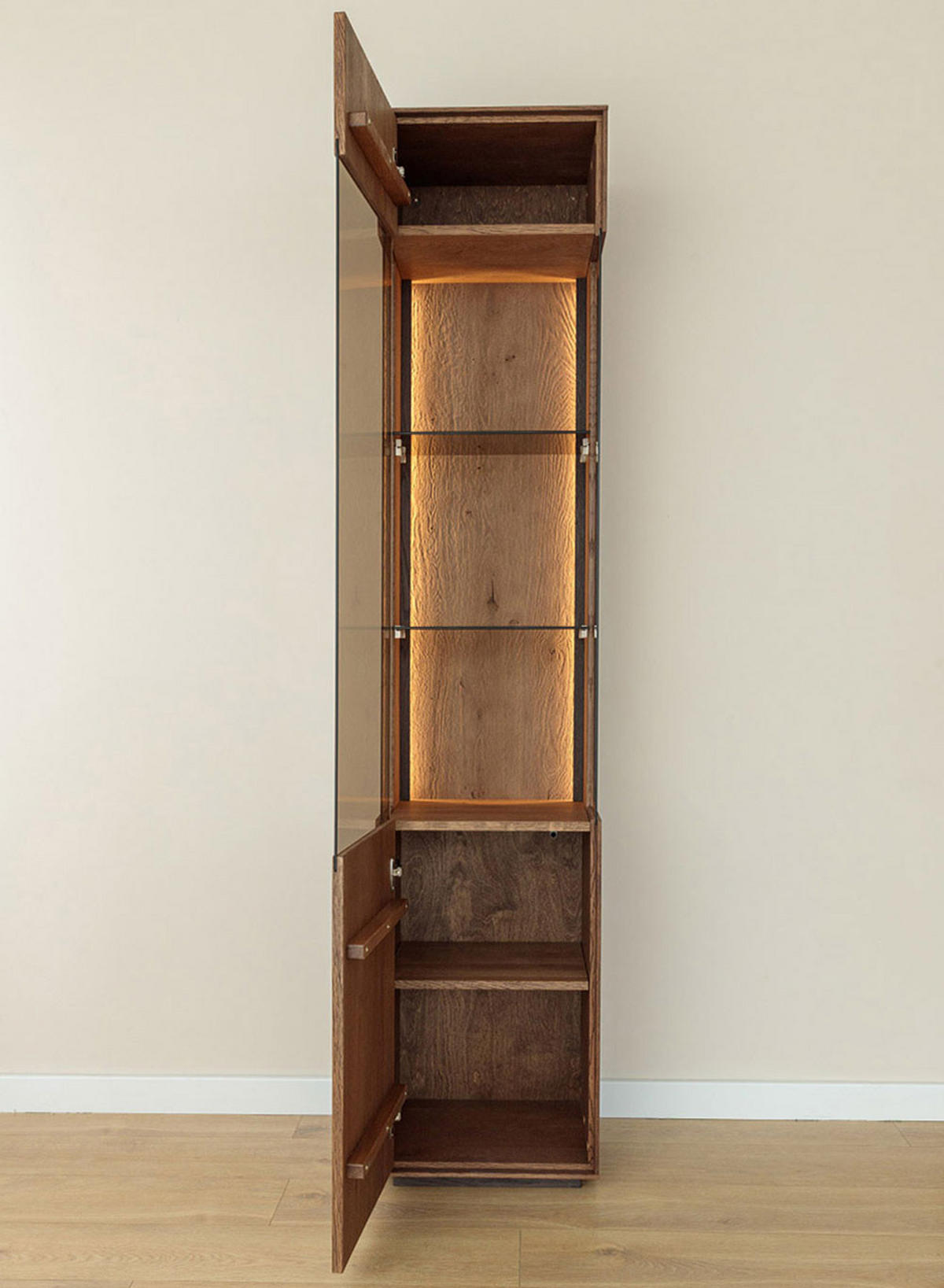 WOHNZIMMER-SET Collodi Wildeiche Tabak (3tlg) - Türanschlag links - Wildeiche/Eichefarben, Holz (318/205/70cm) - Feldmann-Wohnen