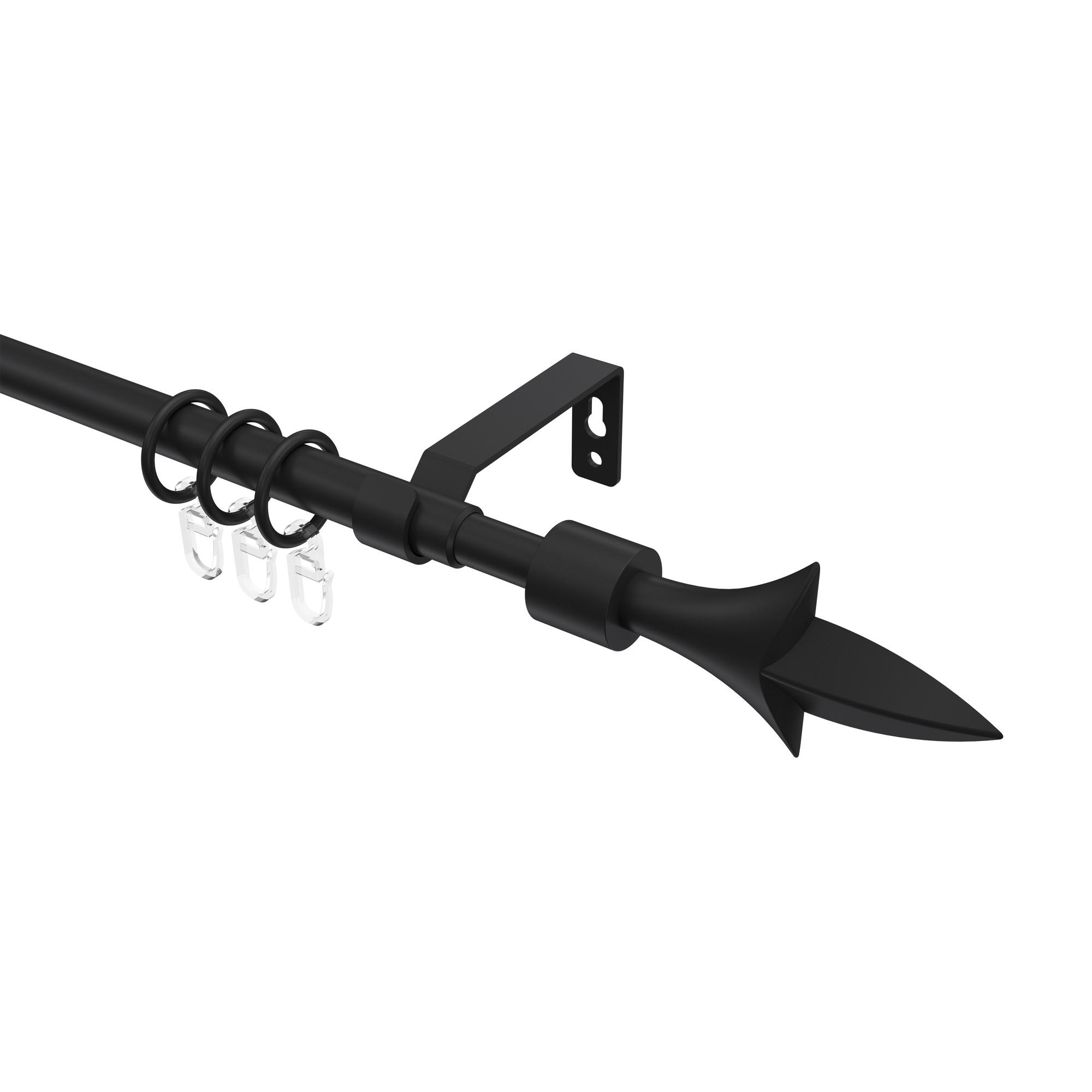 TELESKOP-GARDINENSTANGEN-SET Hera Lily 70-120 cm, 1-läufig, 16/13 mm Ø Schwarz - Schwarz, Kunststoff/Metall (120cm) - INTERDECO