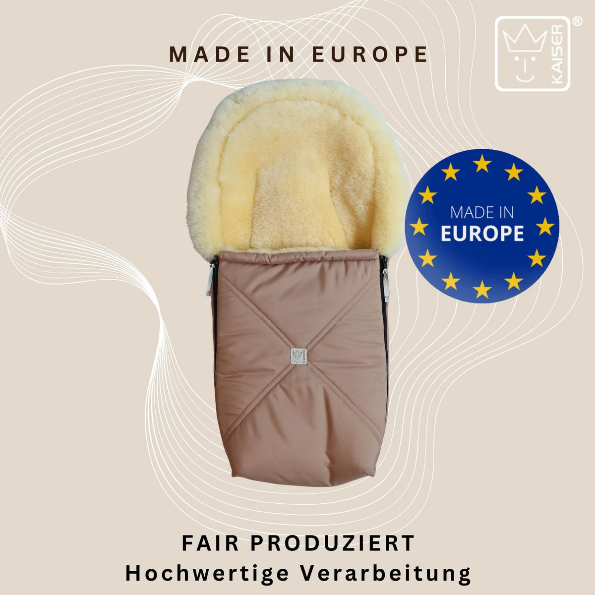 LAMMFELL-BABYSCHALENFUSSSACK Emmy, sand - Beige, Fell (37/10/80cm) - Kaiserbaby