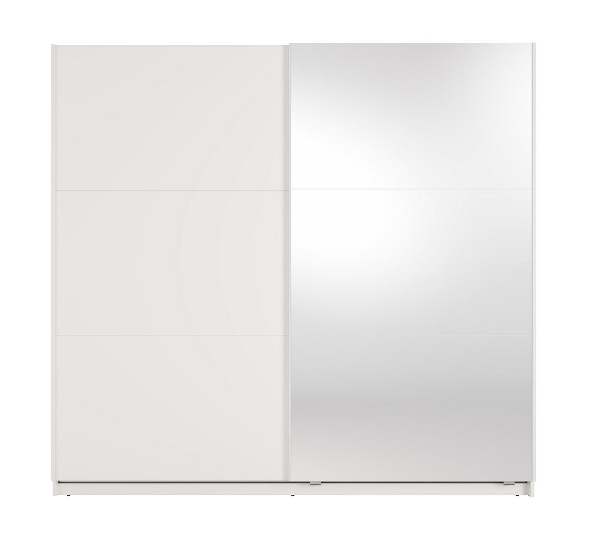 SCHWEBETÜRENSCHRANK Lunoria 221 cm Weiß mit Spiegel - 221/207/60 cm - Weiß, Holz/Holzwerkstoff (221/207/60cm)