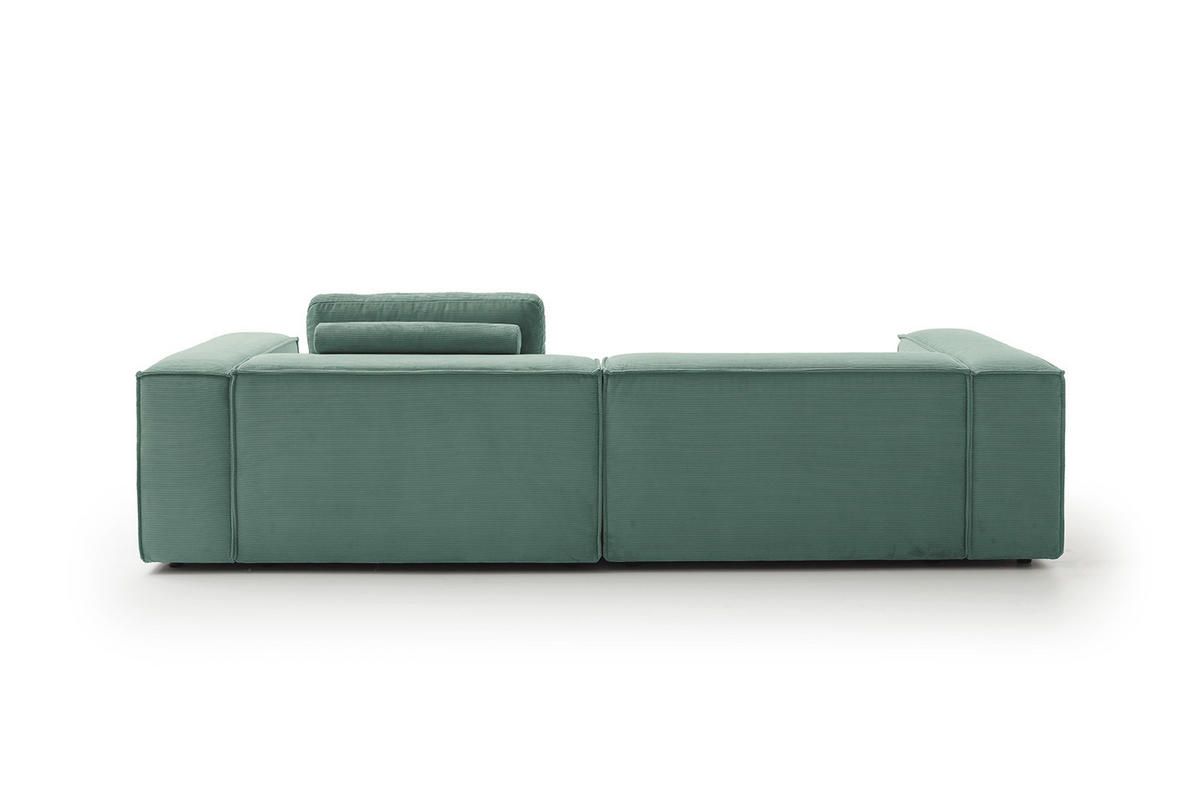 SOFA CARMO Smaragdgrün Cord - Smaragdgrün/Schwarz, Kunststoff/Textil (306/68/118cm) - KAWOLA