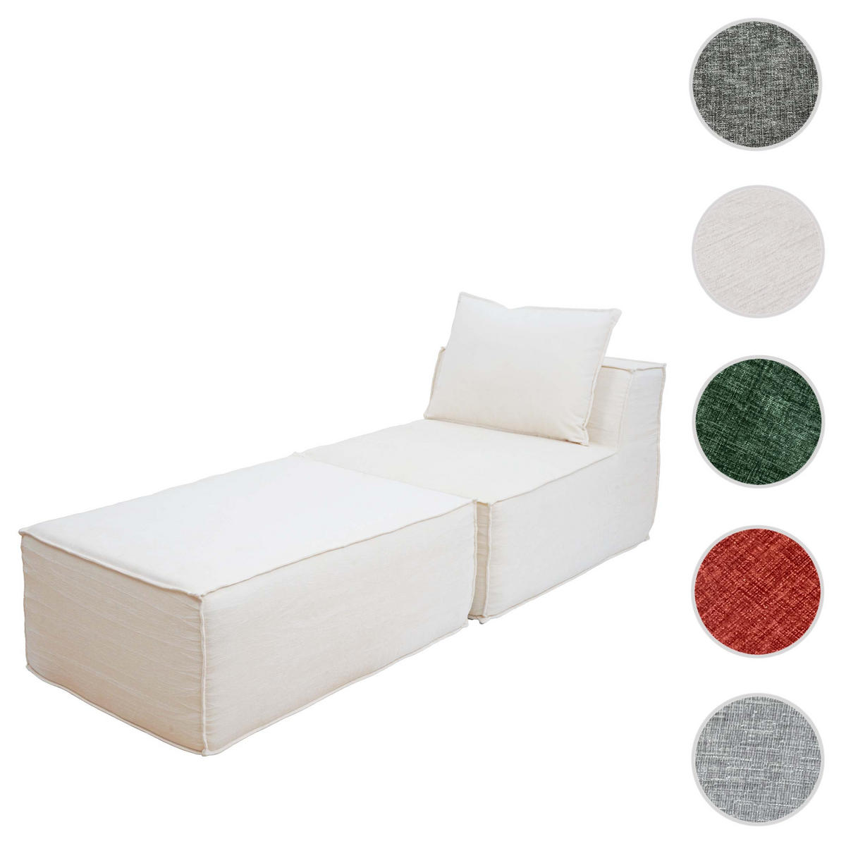 CHAISELONGUE Krémová biela - biela, textil (75/63/194cm) - MCW