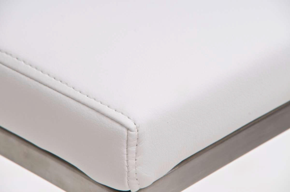 BARHOCKER Lederlook Weiß - Edelstahlfarben/Weiß, Textil/Metall (42/86/44cm) - CLP