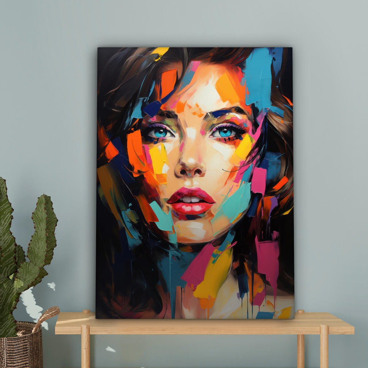 LEINWANDBILD Frau - Porträt - Farbenfroh - Kunst 60x80 cm - Multicolor, Textil (60/80cm) - MuchoWow