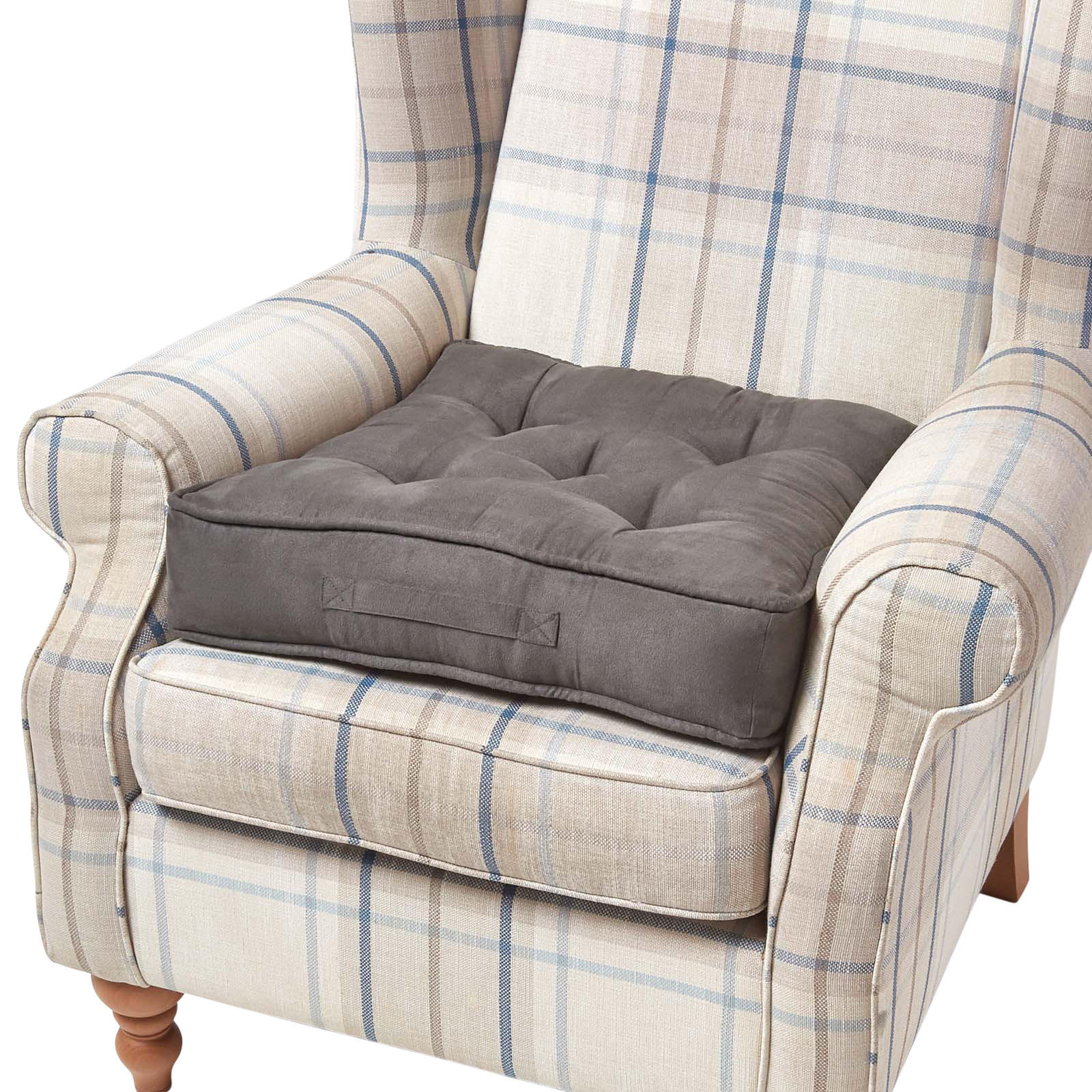 SITZKISSEN taupe-grau 50/50/10 cm – Sesselkissen, Velours - Taupe, Textil (50/50/10cm) - Homescapes