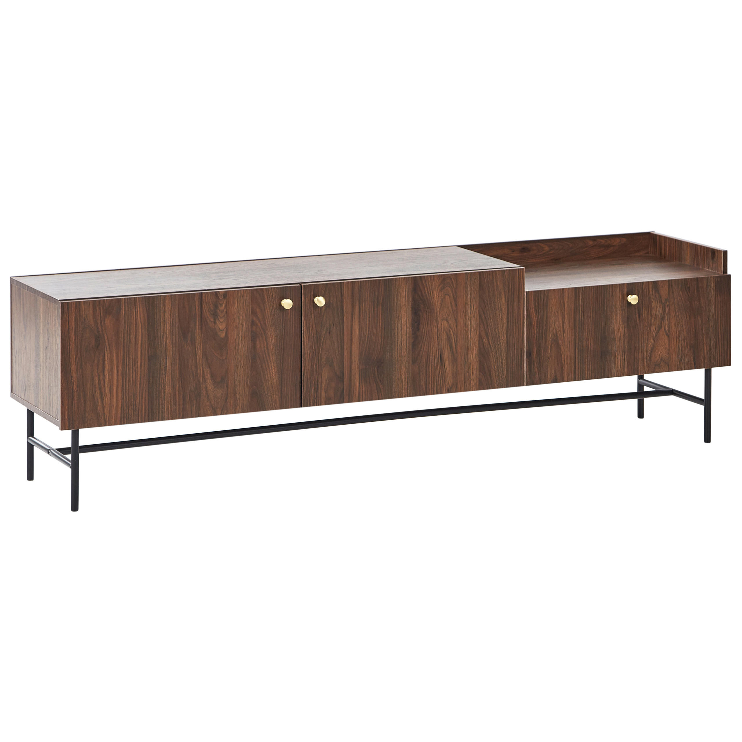 TV-MÖBEL Dunkler Holzfarbton/Schwarz Lismore - Dunkelbraun/Schwarz, Holzwerkstoff (180/50/40cm) - Beliani