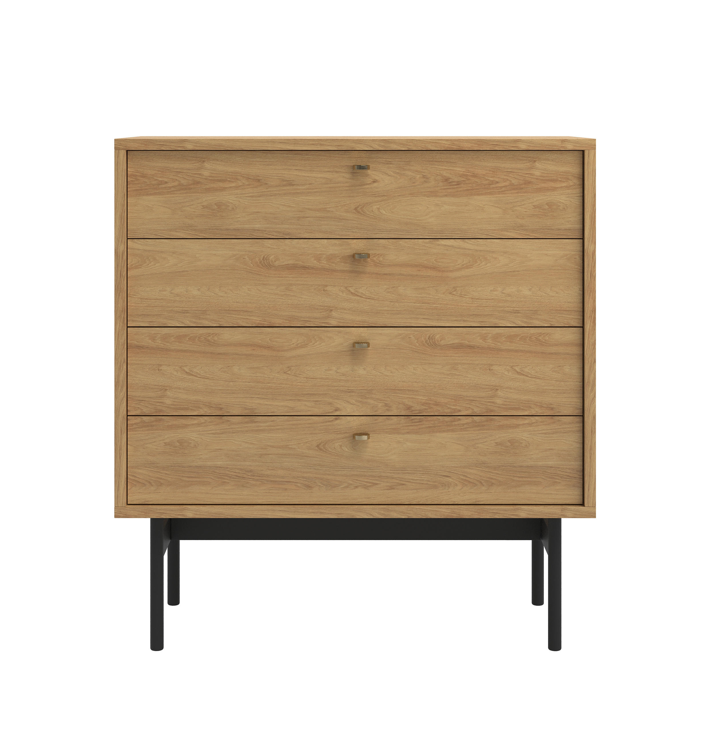 KOMMODE Olar Holzoptik Hickory Natur 85,5 cm - Beige/Goldfarben, Holzwerkstoff/Metall (85.5/91.9/38cm) - Selsey