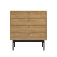KOMMODE Olar Holzoptik Hickory Natur 85,5 cm - Beige/Goldfarben, Holzwerkstoff/Metall (85.5/91.9/38cm) - Selsey