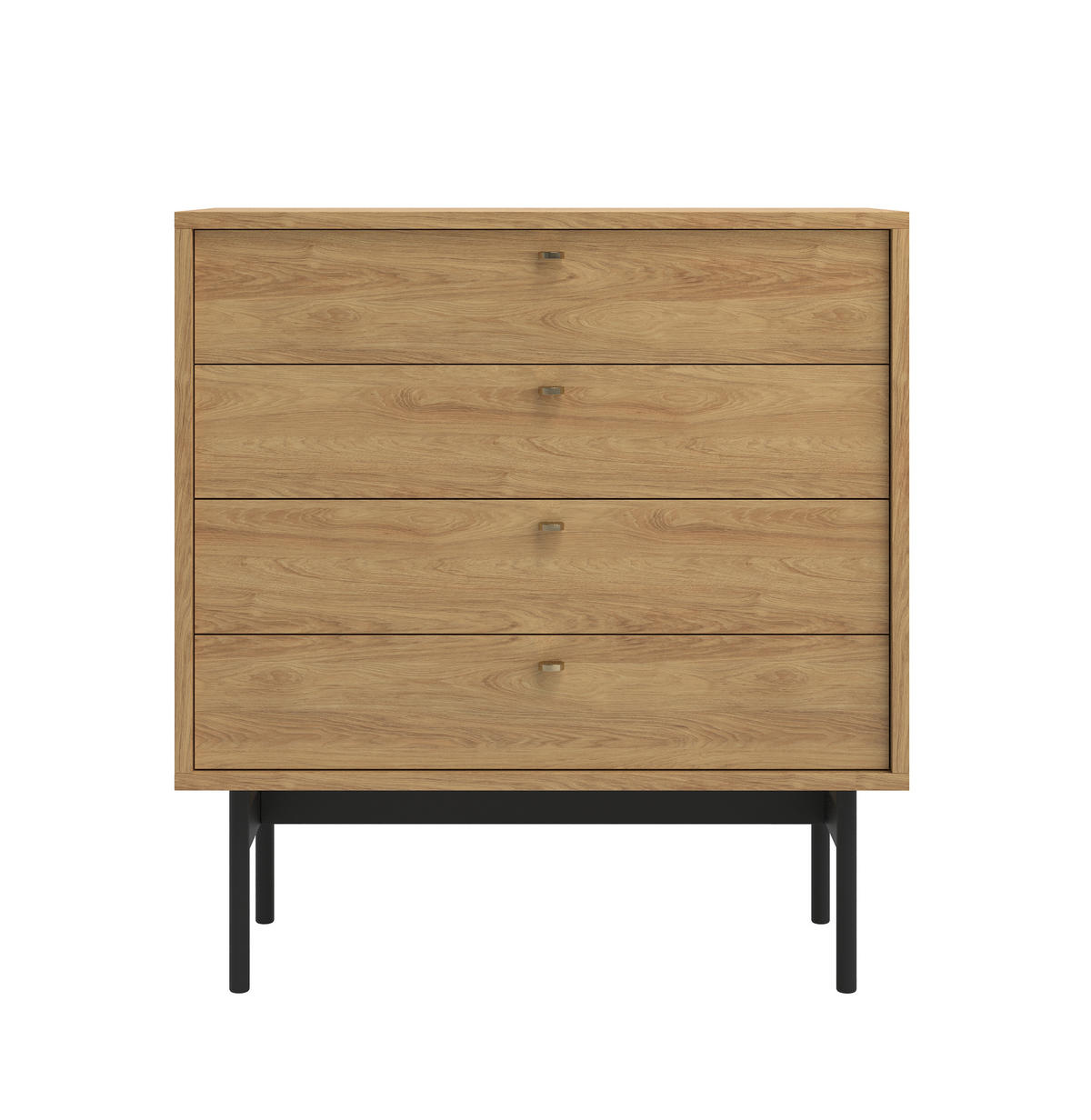 KOMMODE Olar Holzoptik Hickory Natur 85,5 cm - Beige/Goldfarben, Holzwerkstoff/Metall (85.5/91.9/38cm) - Selsey