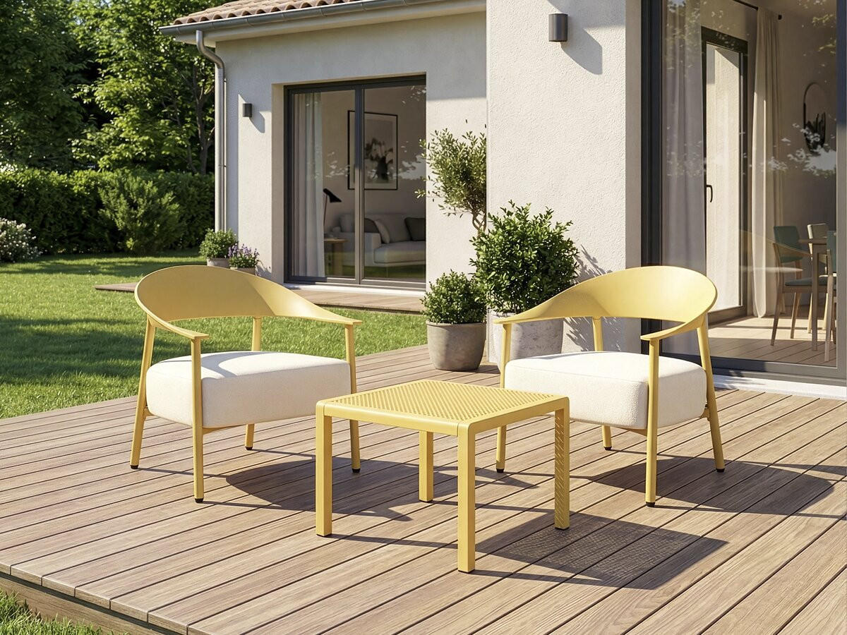 LOUNGEGARNITUR Céora 2-Sitzer Gelb - Gelb, Metall - Habitat Garten