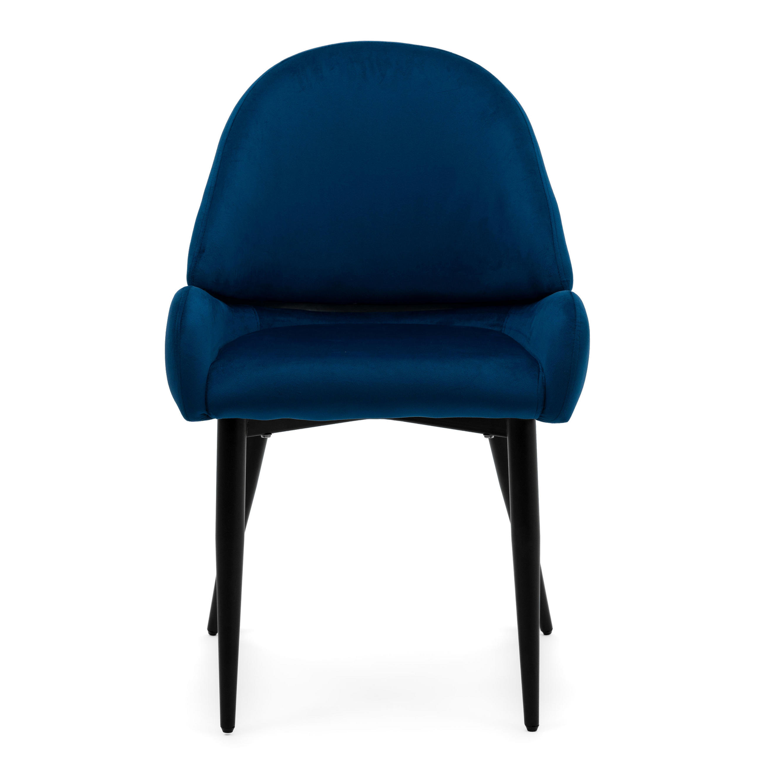STUHL BERGAMO gepolsterter mit Steppung - dunkelblau - Samt Velour - Blau/Schwarz, Textil/Metall (56/91/61cm) - NEW HOME