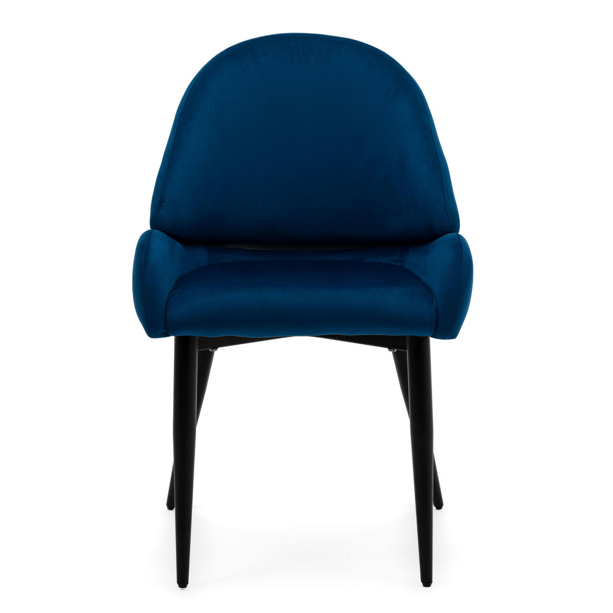 STUHL BERGAMO gepolsterter mit Steppung - dunkelblau - Samt Velour - Blau/Schwarz, Textil/Metall (56/91/61cm) - NEW HOME