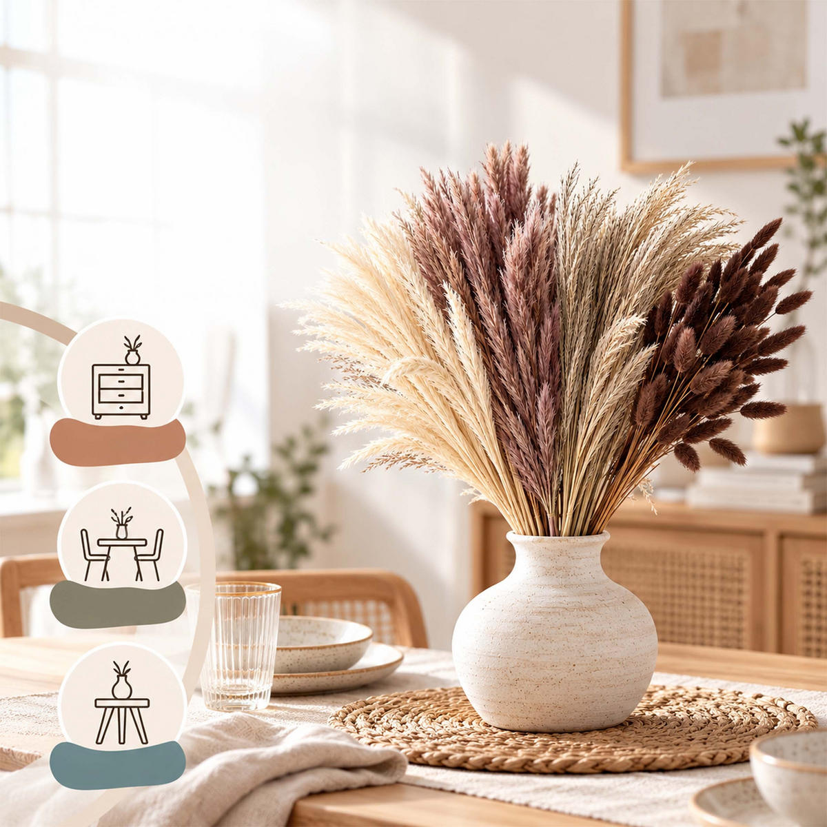 DEKOTRÁVY přírodní bílá fialová 144dílná-sada - různobarevná, textil (41cm) - Relaxdays