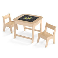 KINDERTISCH mit 2 Stühlen natur (3-tlg) - Naturfarben, Holzwerkstoff (60/49/60cm) - COSTWAY