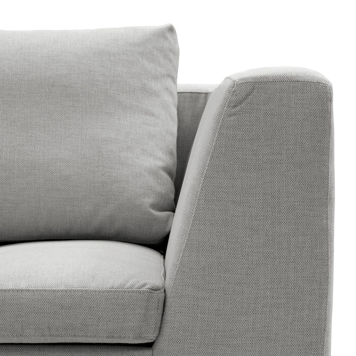 ECKSOFA mit Ottomane - Chromfarben/Hellgrau, Textil/Metall (319/230cm) - home24