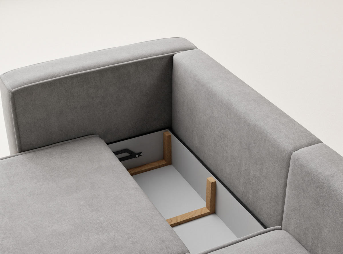 ECKSOFA MIT SCHLAFFUNKTION Velto Beige grau Webstoff - Greige/Schwarz, Holz/Holzwerkstoff (250/152cm) - Maison de Reve