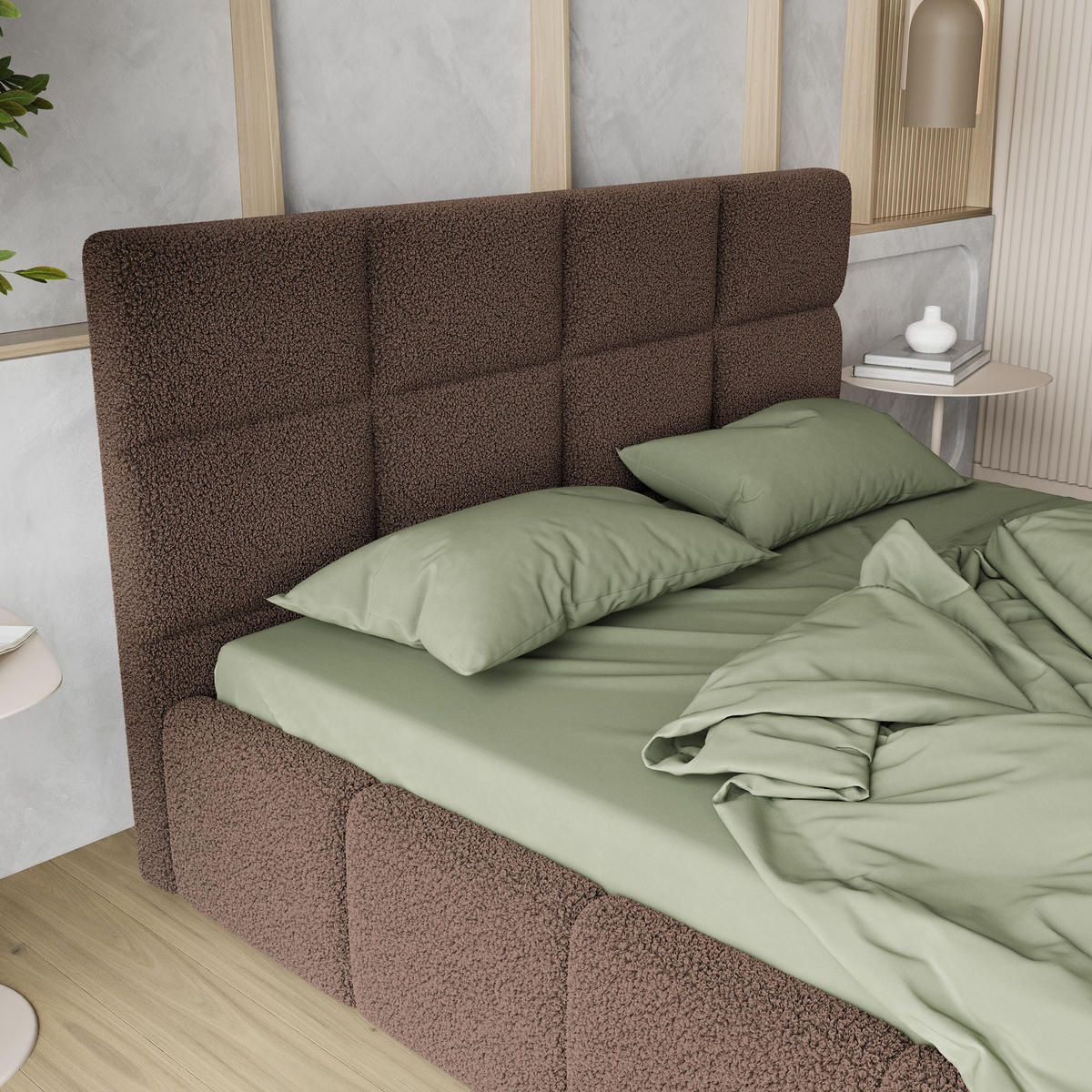 POLSTERBETT COMO 140x200 cm mit Bettkästen - Braun - Braun, Holz (140/200cm) - MASSENO