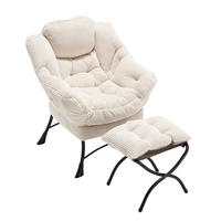 LOUNGESESSEL mit Hocker, Seitentasche Stahlgestell 69,9/64/95 cm Weiß - Weiß, Textil (69.9/95/64cm) - Redom