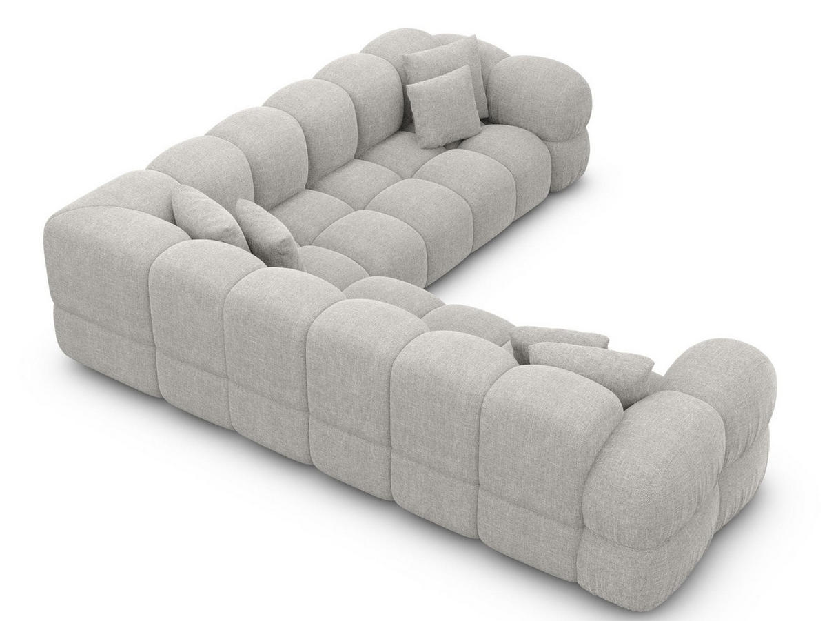 COUCH Monteverde L-Form Hellgrau Strukturstoff - Hellgrau, Textil (253/253cm)