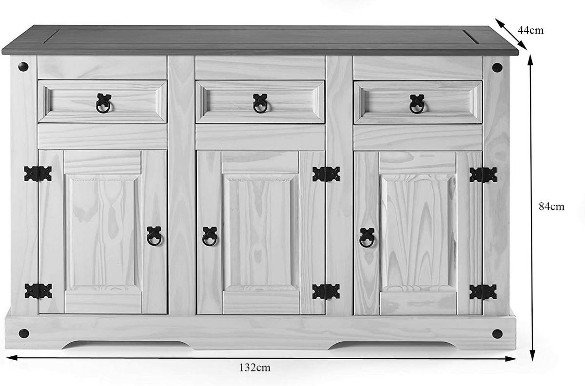 SIDEBOARD MEXICO - Kiefer Milford/Weiß, Holz (132/84/44cm) - SAM