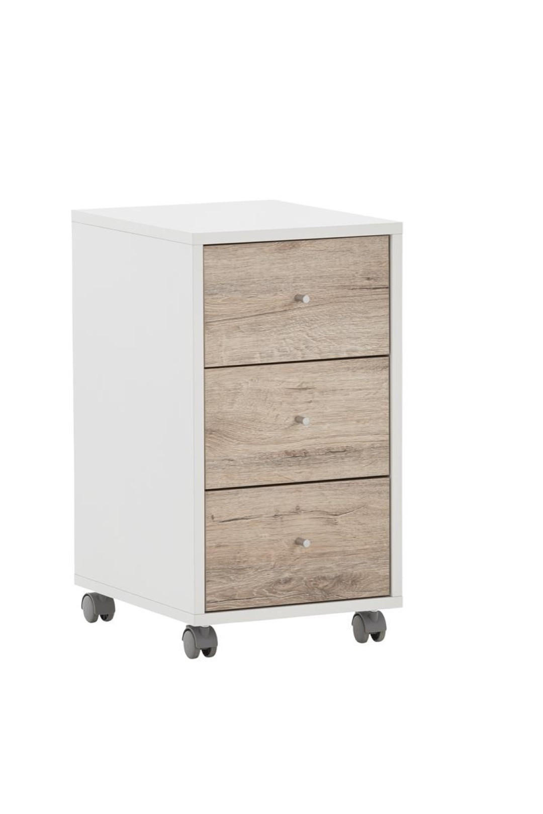 ROLLCONTAINER Pigeon 59,7x32,6x39 cm 3 Schubladen Weiß/Eiche - Weiß, Holz (32.6/59.7/39cm) - PROREGAL