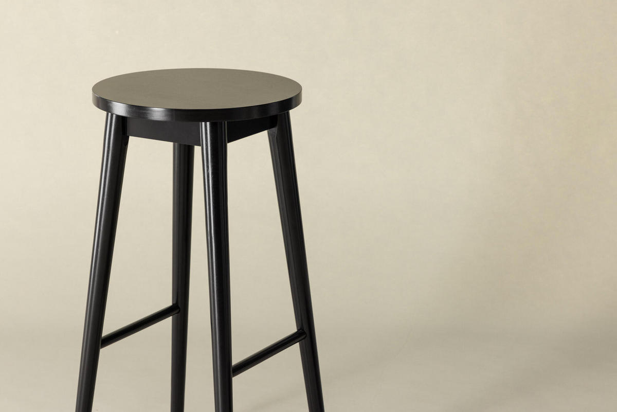 BARHOCKER MOLLOSAND Schwarz 36x36x75 cm - Schwarz, Holz (36/75/36cm) - FURNLUX