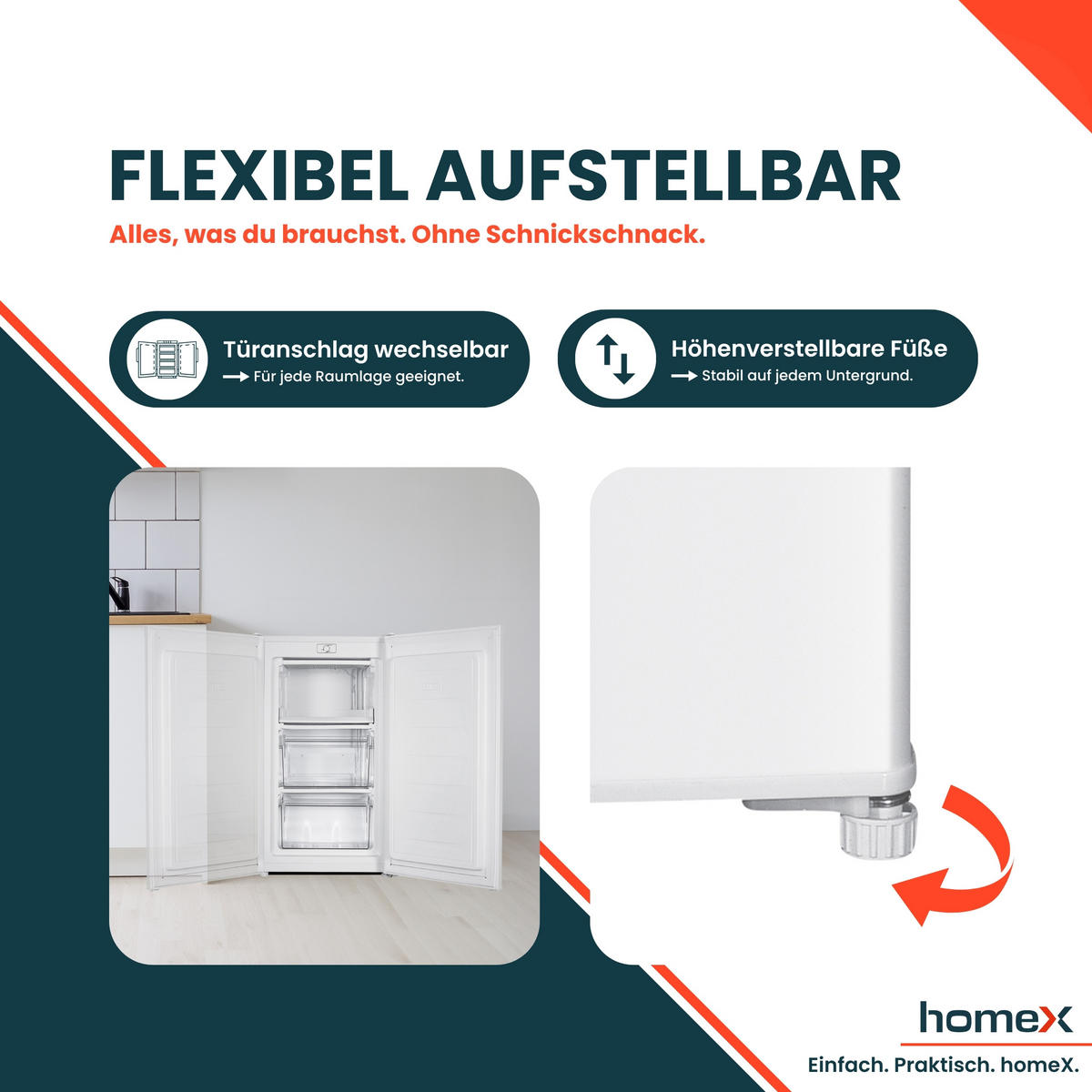 GEFRIERSCHRANK klein - 60L Nutzinhalt, 4-Sterne Gefrieren, kompakt, freistehend, weiß - Weiß, Kunststoff/Metall (47.5/85/45cm) - homeX