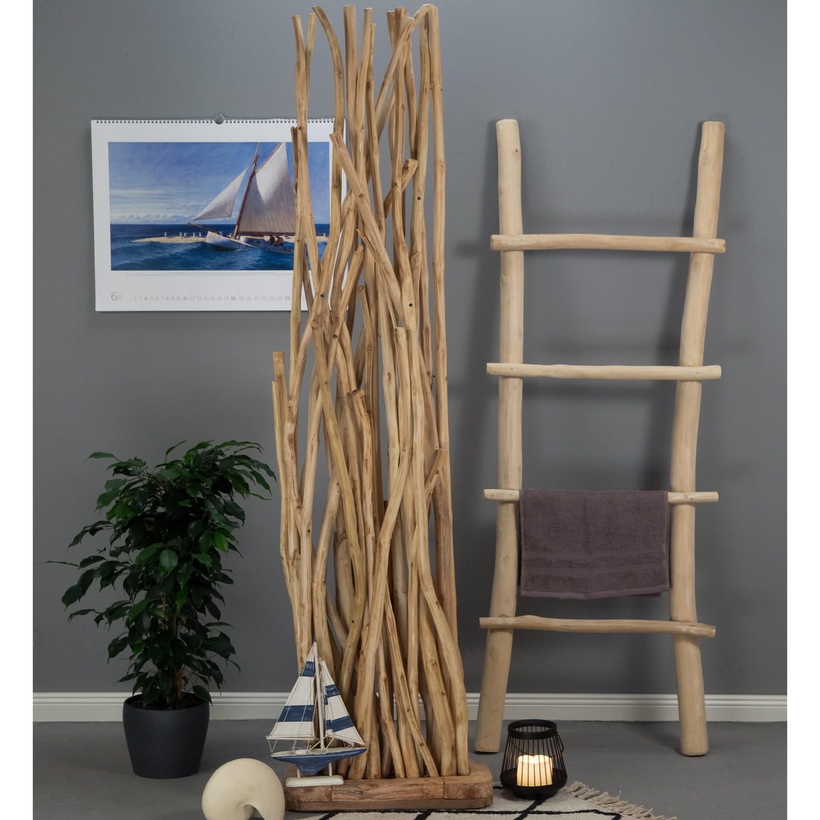 RAUMTEILER Botanic Teak Holz naturfarben - Naturfarben, Holz (40/170/20cm) - DESIGN DELIGHTS