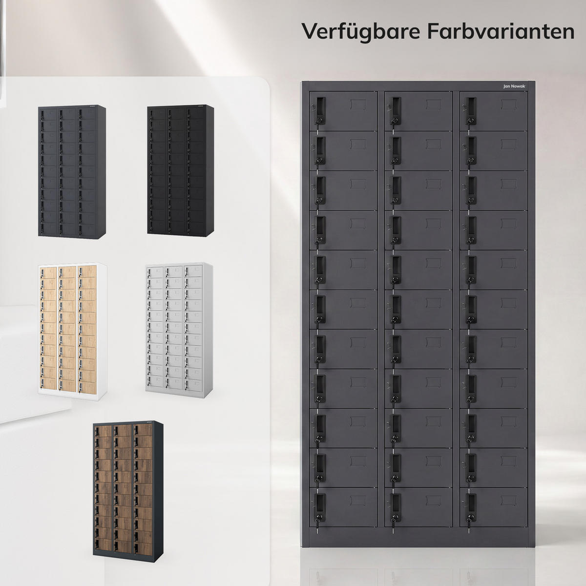 SCHLIESSFACHSCHRANK für Mitarbeiter OLIVER 185x90x45 cm - Anthrazit, Metall (90/185/45cm) - Jan Nowak