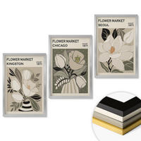 WANDBILDER 3er Set - 40x60 cm Silberner Rahmen - Blumen Kingston Seoul Chicago Retro - Silberfarben, Kunststoff (40/60cm) - ArtPrintCave