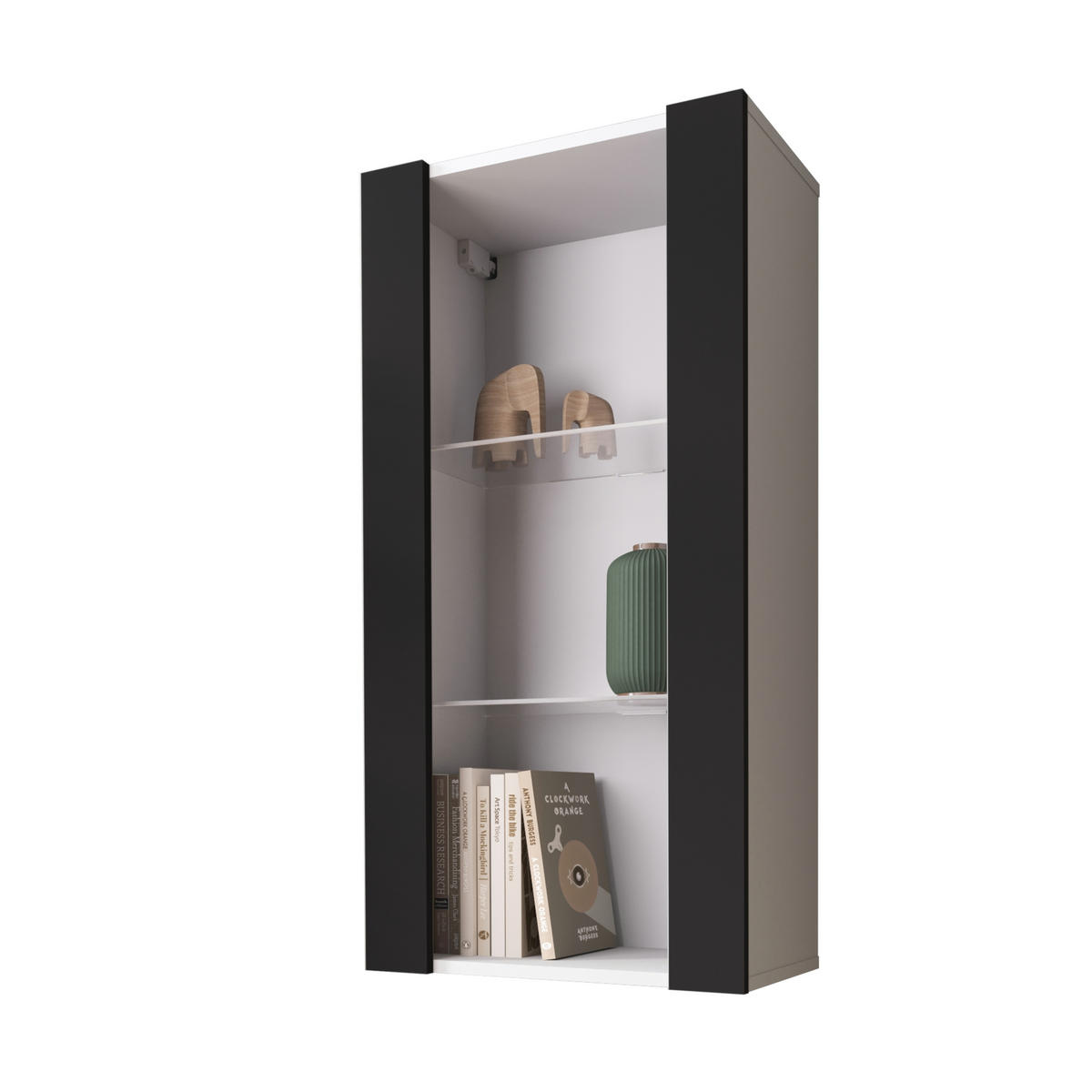 HÄNGEVITRINE TIVOLI Vertical 100, Schwarz - Schwarz/Weiß, Glas/Holzwerkstoff (50/100/29.5cm) - Komodee