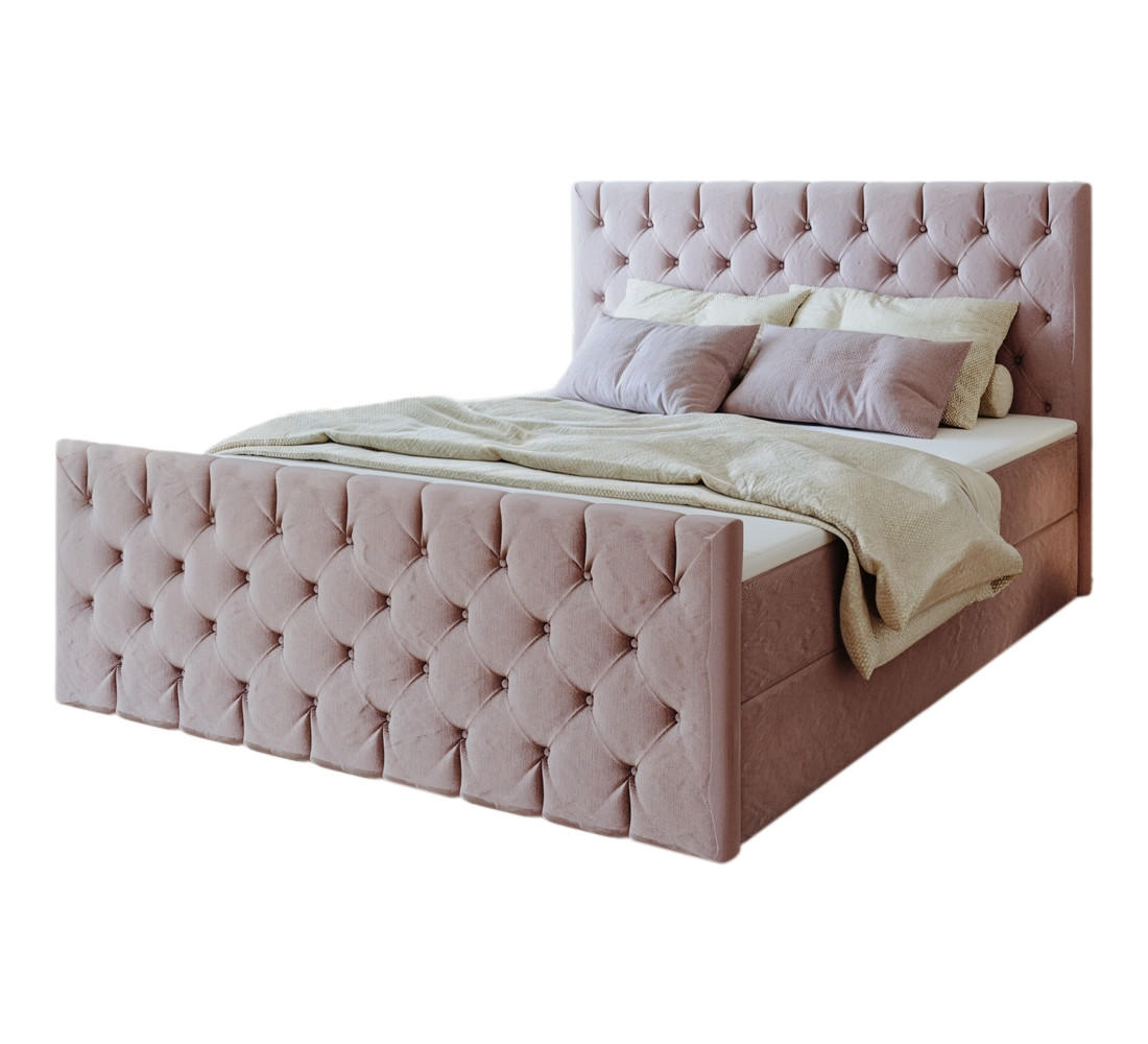 KONTINENTALBETT Mars Mit Bettkasten Stoff Riviera Lila 180x200 cm - Lila, Holz (180/200cm) - Kaiser Möbel