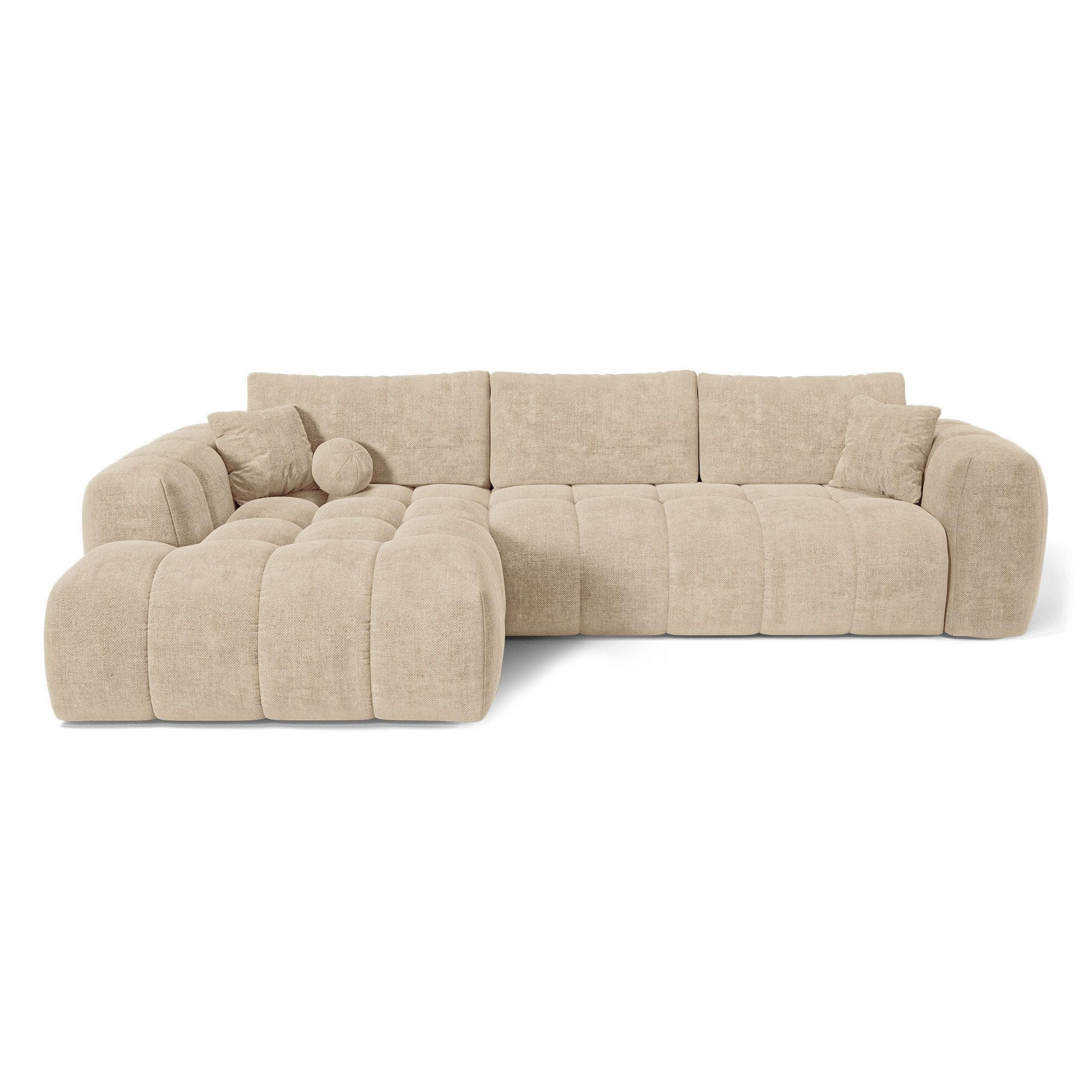 LINKSECK-SCHLAFSOFA mit Stauraum SKY Köpergewebe Beige 310cm - Beige, Textil (310/180cm) - Premium Interiors