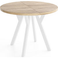 ESSTISCH Vero Weiß rund ausziehbar verlängerbar, Eiche Sonoma Hellbraun 100-200/100/77 cm - Weiß/Sonoma Eiche, Holz/Holzwerkstoff (100/100/77cm) - WFL GROUP