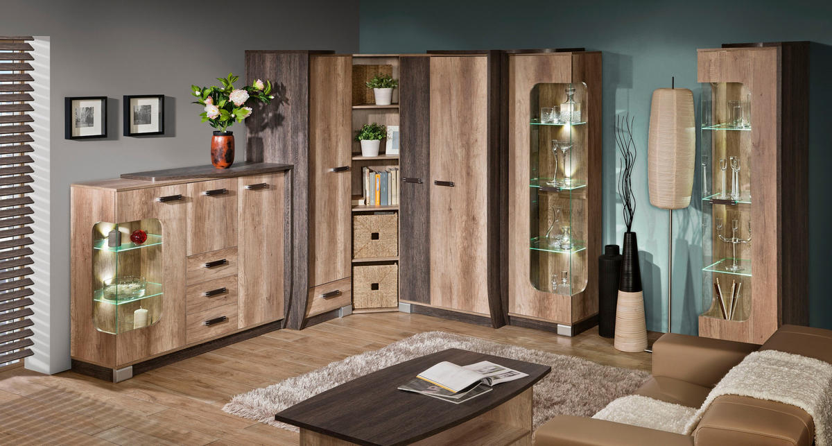 VITRINE PALMERO 192,5/50 cm in Braun - Braun, Holzwerkstoff (50/192.5/46cm) - MASSENO