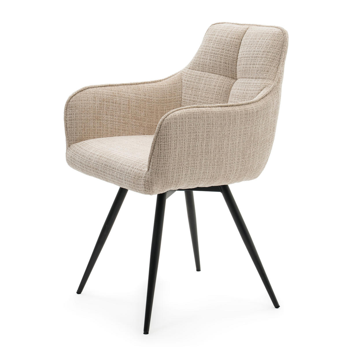 STUHL QUATTRO drehbar gepolsterter mit Steppung - hellbeige - Chenille - Ecru/Beige, Textil/Metall (58/86/60cm) - NEW HOME