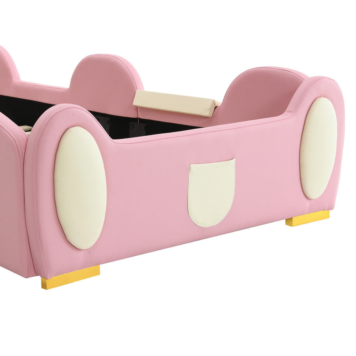 KINDERBETT aus PU 90x200 cm Rosa mit Rutsche, Treppe und Multi-Mode-LED-Streifen - Rosa, Kunststoff (90/200cm) - IVMEU