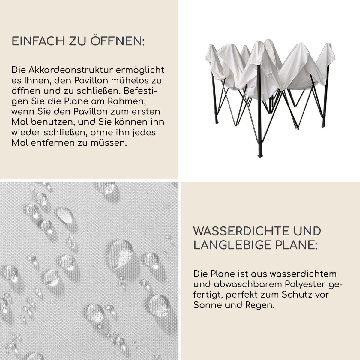 FALTPAVILLON Weiß 3/3/4 cm - Weiß, Metall (3/4/3cm) - Mobili Rebecca