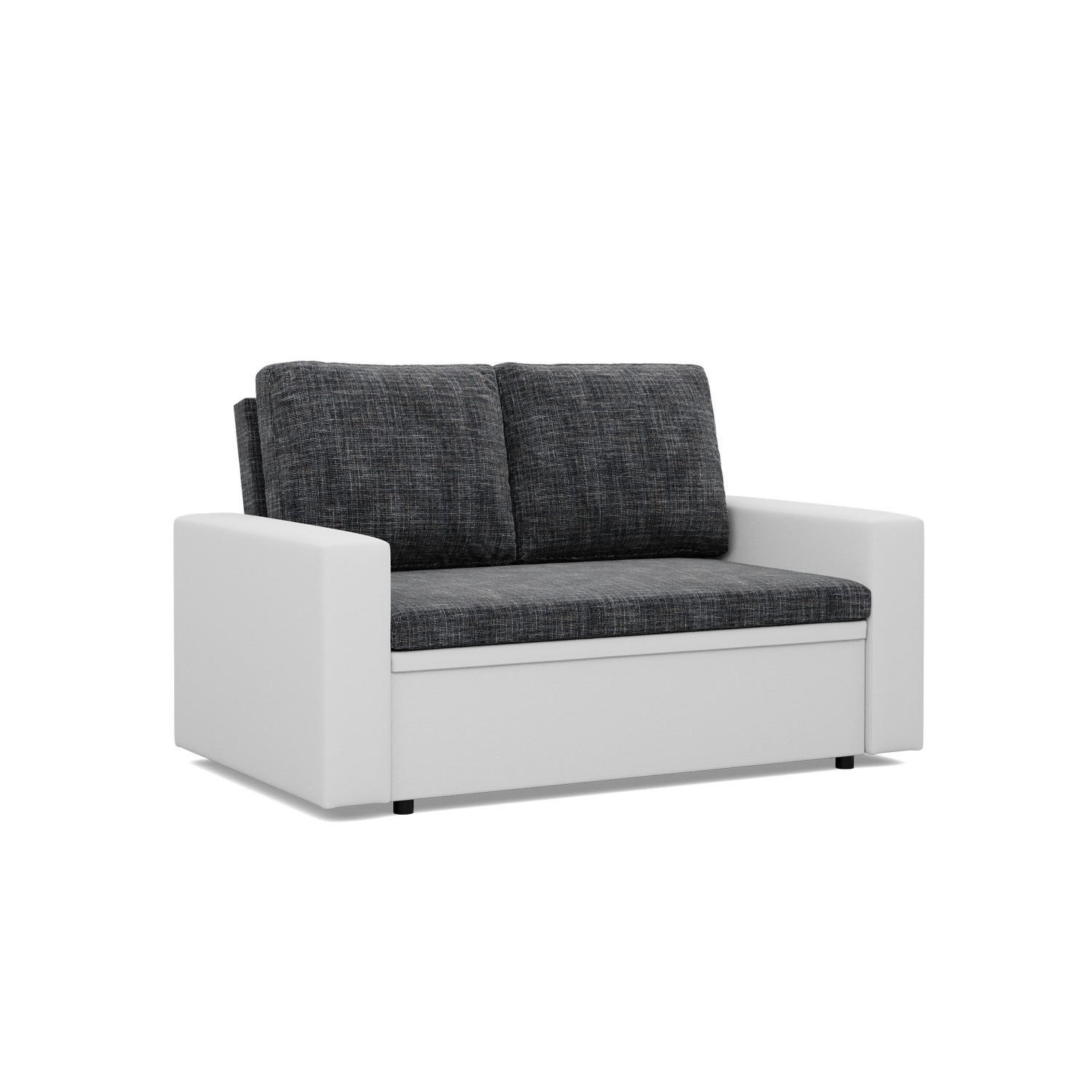 SOFA 2-SITZER MIT SCHLAFFUNKTION LUNA, Schwarz + Grau - Schwarz/Grau, Textil (148/90/87cm)