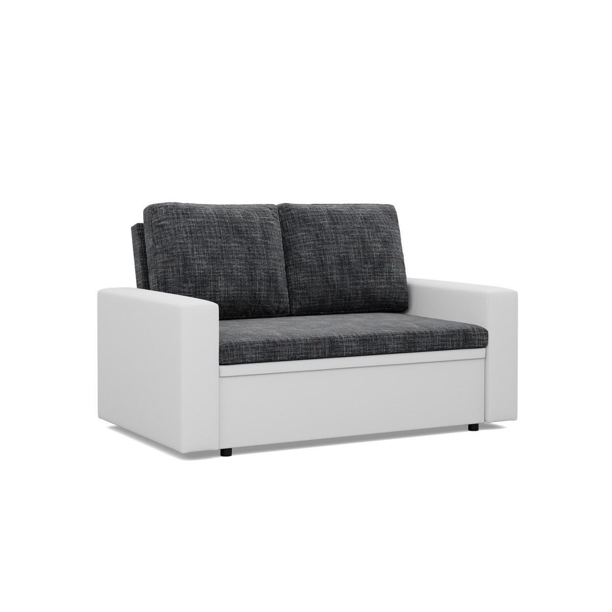 SOFA 2-SITZER MIT SCHLAFFUNKTION LUNA, Schwarz + Grau - Schwarz/Grau, Textil (148/90/87cm)