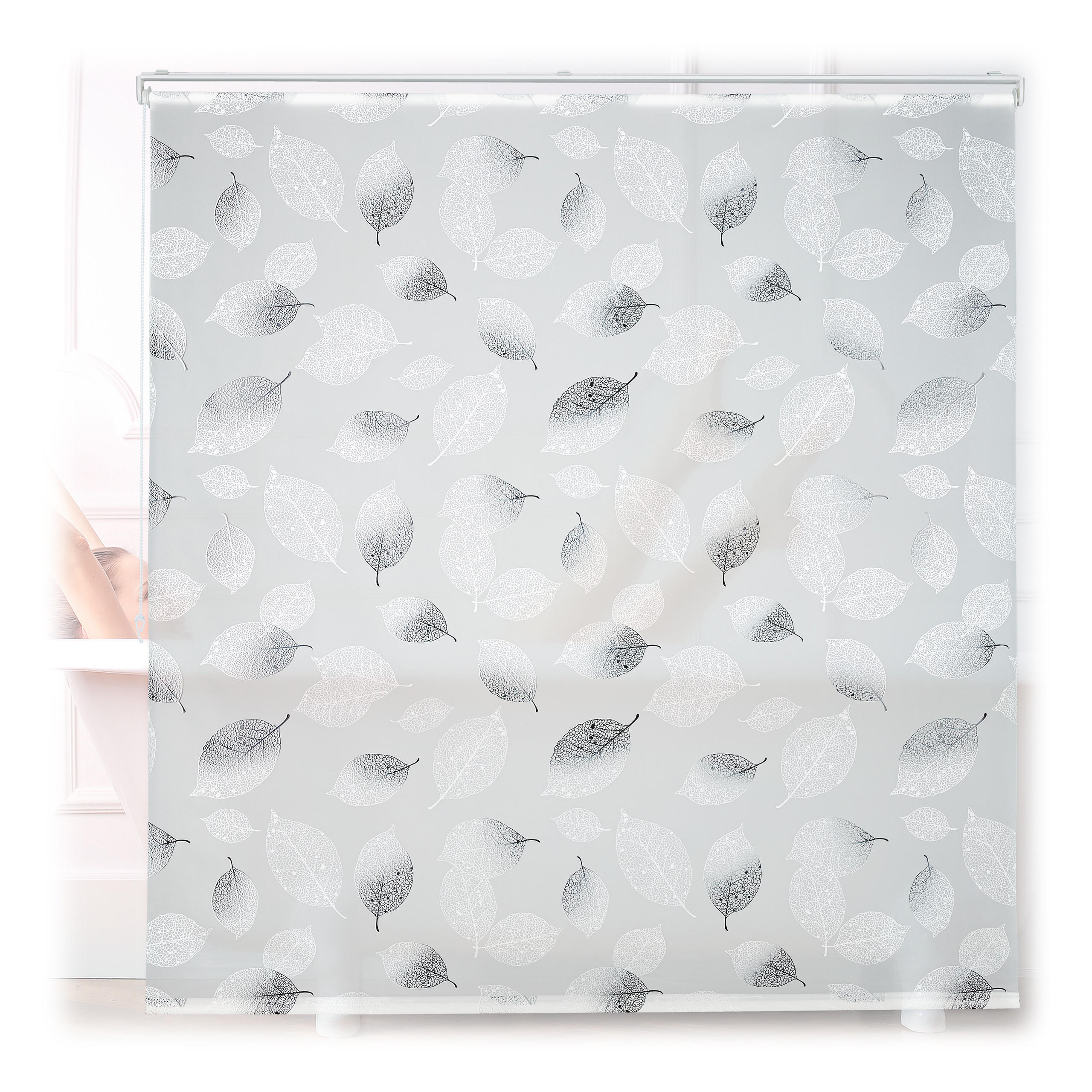 DUSCHROLLO - Weiß, Kunststoff/Metall (160/4.5cm) - Relaxdays